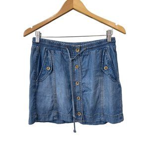 Cloth + Stone Chambray Button Front Mini Skirt Womens XS Blue Elastic Waist